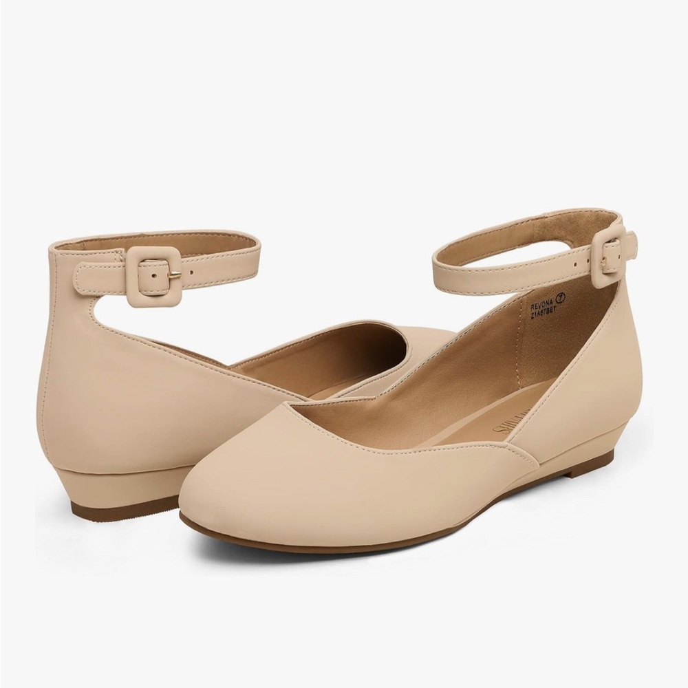 Dream pairs dress flats ballet low wedge round toe ankle strap